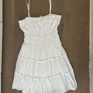 altard state white ruffle lace dress, adjustable straps size medium